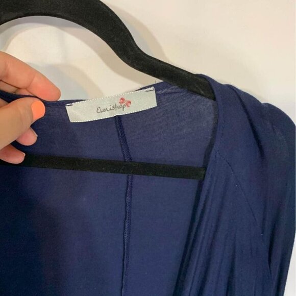 WOMAN’S long tunic crossover top. Navy blue. Size M. Longer in back. - Picture 5 of 9